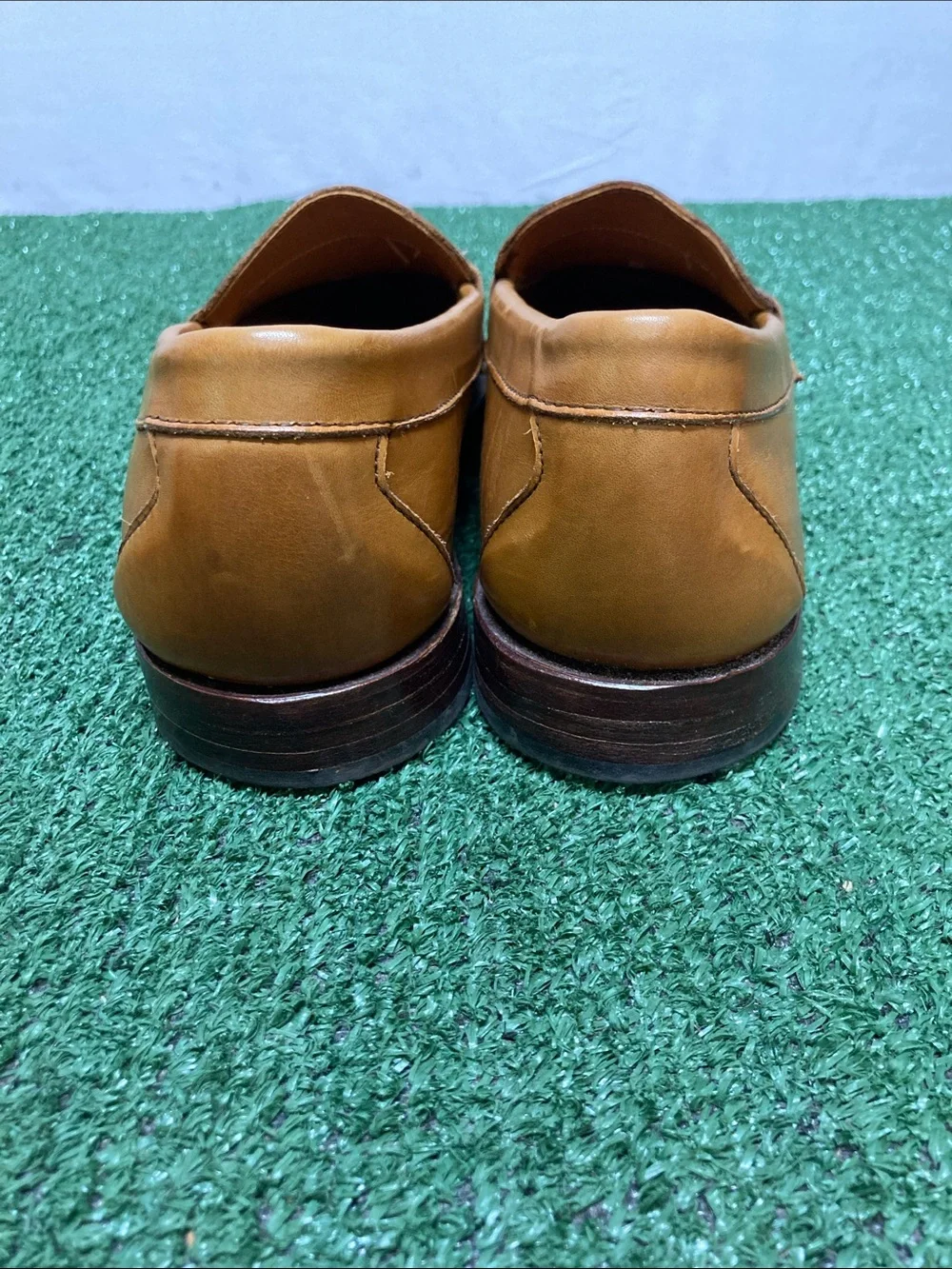 Men's Allen Edmonds Tan Leather Cavanaugh Penny Loafers sz 11.5 (OKPM-09-027)